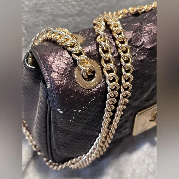 Coach Cassidy Oxblood Snake Embossed Diamond Quilted Leather Crossbody - Picture 3 of 16